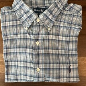 Ralph Lauren Men's Casual Blue Checkered Shirt